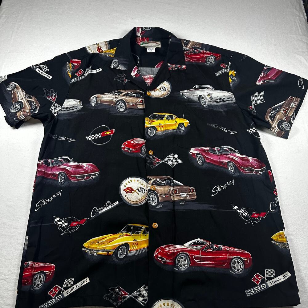 RARE Vintage Paradise Found GM Chevy Corvette Hawaiian Shirt